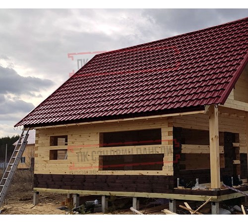 Металлочерепица модульная Квинта Uno 3D RAL3005 Quarzit lite-0,5