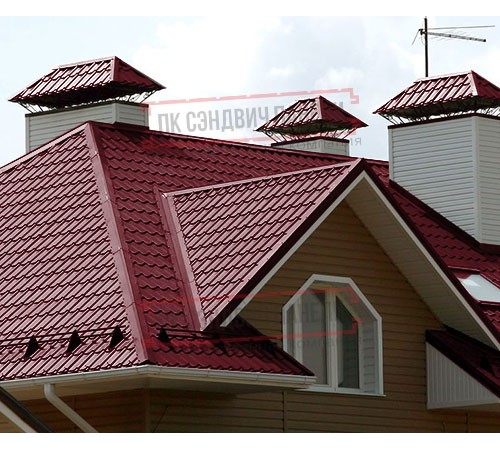 Металлочерепица Макси RAL3005 Viking-0.45