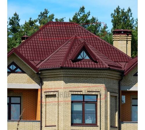 Металлочерепица Модерн RAL3005 Drap-0,45