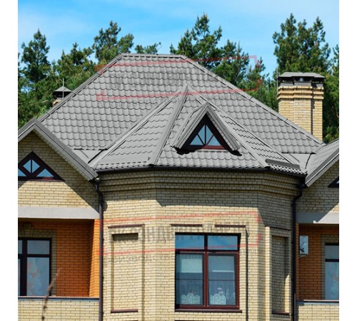 Металлочерепица Модерн RAL9006 Полиэстер-0,45