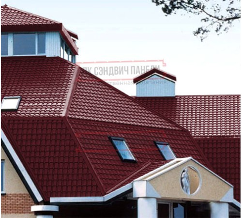 Металлочерепица Квадро профи RAL3005 Atlas-0,5