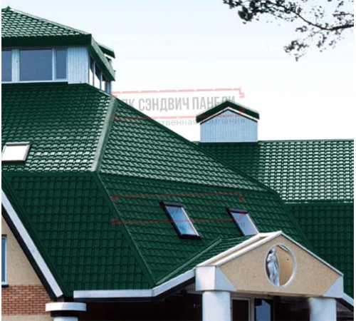 Металлочерепица Квадро профи RAL6005 Полиэстер-0,4