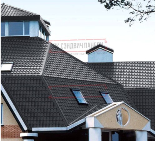 Металлочерепица Квадро профи RAL7024 Quarzit lite-0,5