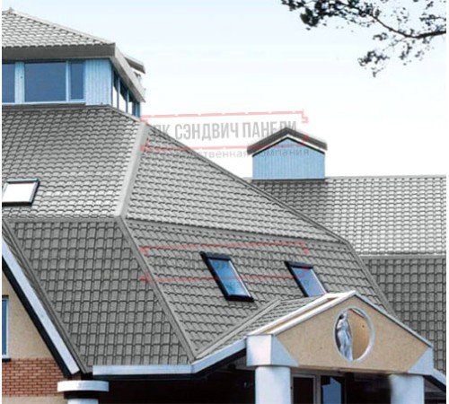 Металлочерепица Квадро профи RAL9006 Полиэстер-0,45