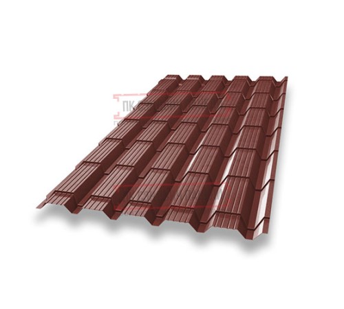 Металлочерепица Квадро профи RAL3009 Полиэстер-0,45