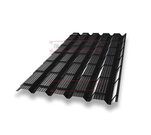 Металлочерепица Квадро профи RAL9005 Velur-0,5