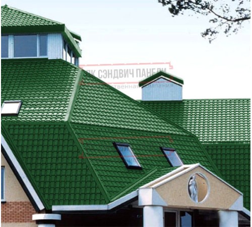 Металлочерепица Квадро профи RAL6002 Полиэстер-0,45