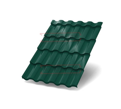 Металлочерепица Монтекристо-X RAL6005 Призма-0.5