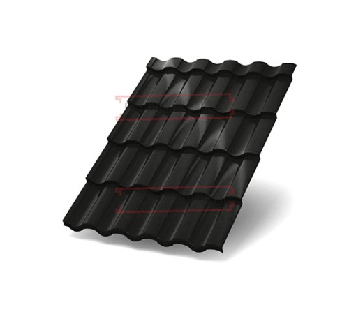 Металлочерепица Монтекристо-M RAL9005 PURMAN-0.5