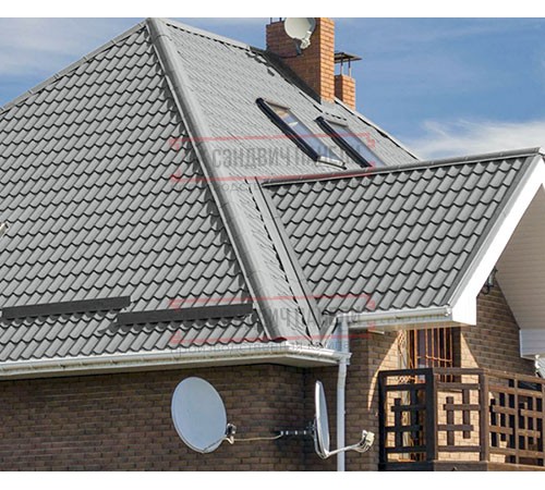 Металлочерепица Монтеррей RAL9006 Призма-0.5