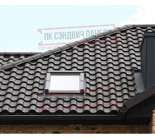 Металлочерепица Монтерроса-XL RAL8019 Viking E-0.5