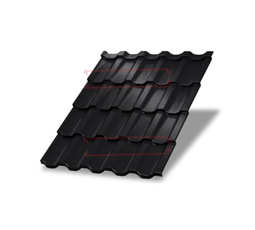 Металлочерепица Трамонтана-M RAL9005 PURMAN-0.5