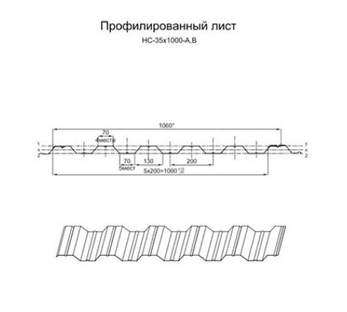 Профнастил нержавеющий НС35 0.55 AISI 316L