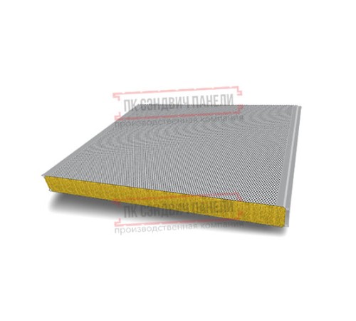 Сэндвич панели акустические стеновые с минеральной ватой, ширина 1200 мм, толщина 60 мм, 0.5/0.5, RAL7004