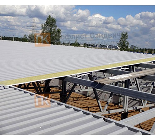 Алюминиевые сэндвич-панели кровельные с пенополистиролом, ширина 1200 мм, толщина 250 мм, 0.5/0.5