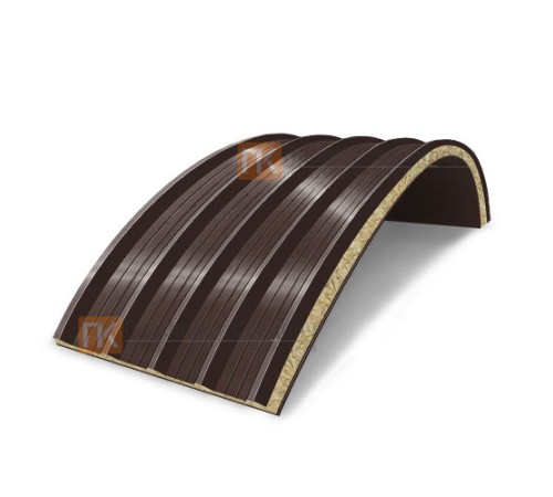 Сэндвич-панели арочные с минеральной ватой, ширина 1200 мм, толщина 120 мм, 0.5/0.5, RAL8017