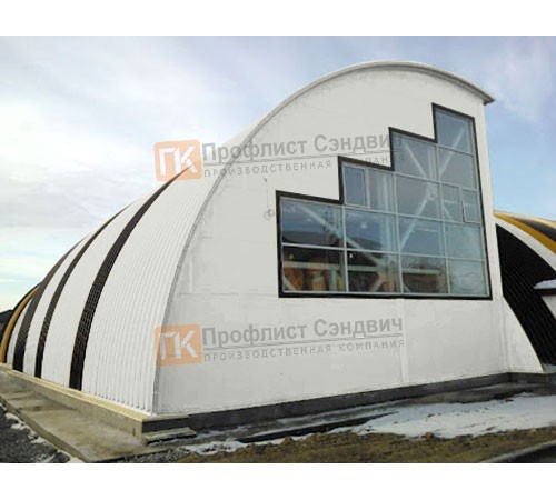 Сэндвич-панели арочные с пенополиуретаном, ширина 1200 мм, толщина 150 мм, 0.5/0.5, RAL9002