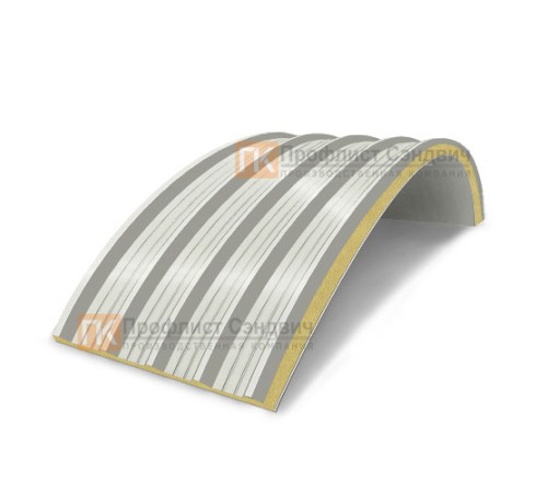 Сэндвич-панели арочные с пенополиуретаном, ширина 1200 мм, толщина 150 мм, 0.5/0.5, RAL9002