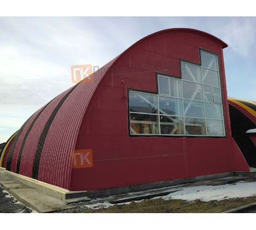 Сэндвич-панели арочные с минеральной ватой, ширина 1000 мм, толщина 180 мм, 0.5/0.5, RAL3005