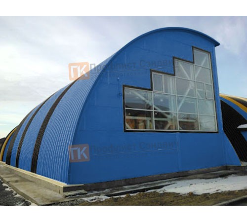 Сэндвич-панели арочные с пенополиуретаном, ширина 1200 мм, толщина 150 мм, 0.5/0.5, RAL5005