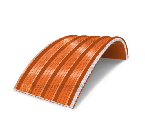 Сэндвич-панели арочные с пенополистиролом, ширина 1200 мм, толщина 200 мм, 0.5/0.5, RAL2004