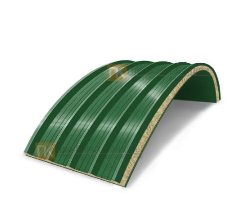 Сэндвич-панели арочные с минеральной ватой, ширина 1000 мм, толщина 80 мм, 0.5/0.5, RAL6002