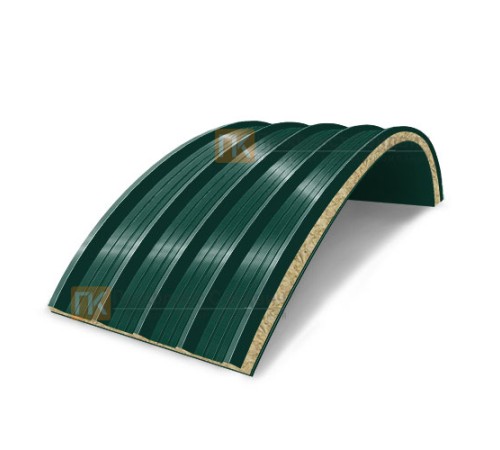 Сэндвич-панели арочные с минеральной ватой, ширина 1000 мм, толщина 60 мм, 0.5/0.5, RAL6005