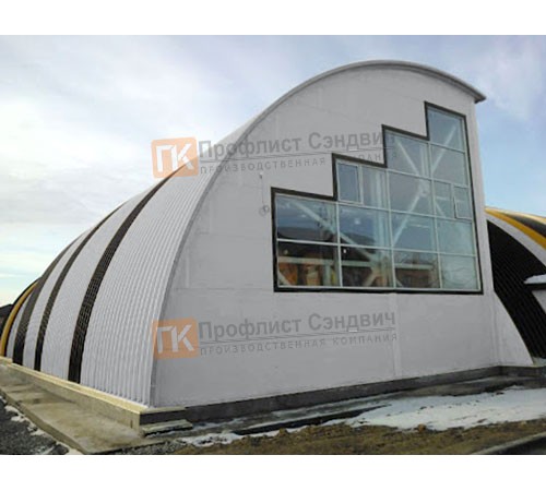 Сэндвич-панели арочные с пенополиизоциануратом, ширина 1200 мм, толщина 50 мм, 0.5/0.5, RAL7004