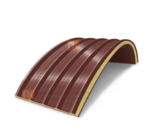 Сэндвич-панели арочные с пенополиуретаном, ширина 1200 мм, толщина 60 мм, 0.5/0.5, RAL3009