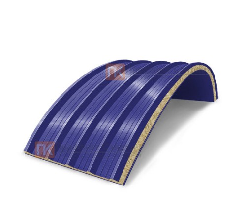 Сэндвич-панели арочные с минеральной ватой, ширина 1000 мм, толщина 10 мм, 0.5/0.5, RAL5002