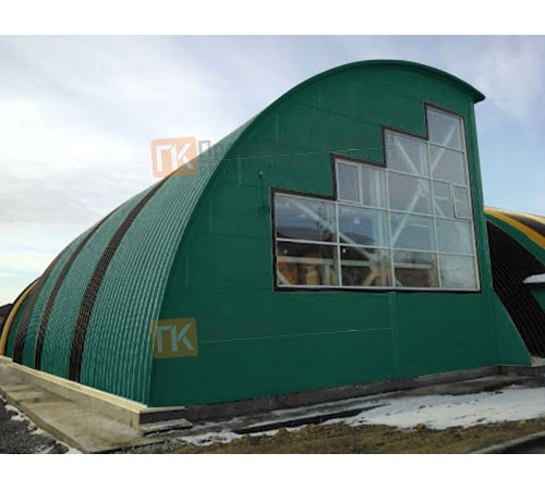 Сэндвич-панели арочные с пенополиуретаном, ширина 1200 мм, толщина 200 мм, 0.5/0.5, RAL6005