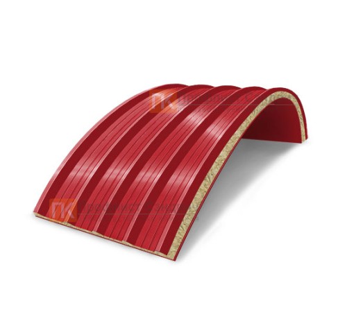 Сэндвич-панели арочные с минеральной ватой, ширина 1000 мм, толщина 20 мм, 0.5/0.5, RAL3020