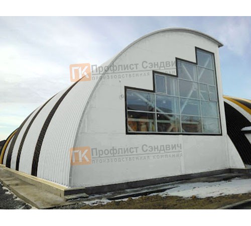 Сэндвич-панели арочные с минеральной ватой, ширина 1200 мм, толщина 20 мм, 0.5/0.5, RAL7047