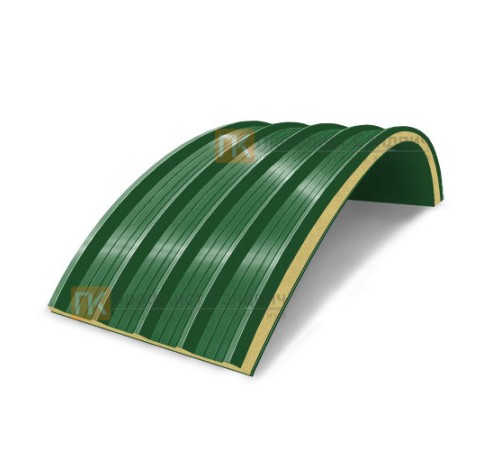 Сэндвич-панели арочные с пенополиуретаном, ширина 1000 мм, толщина 200 мм, 0.5/0.5, RAL6002