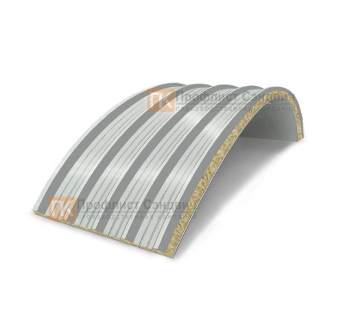 Сэндвич-панели арочные с минеральной ватой, ширина 1200 мм, толщина 30 мм, 0.5/0.5, RAL7047