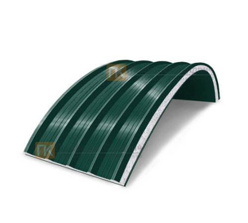 Сэндвич-панели арочные с пенополистиролом, ширина 1000 мм, толщина 200 мм, 0.5/0.5, RAL6005