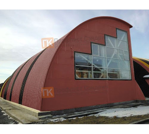 Сэндвич-панели арочные с пенополиизоциануратом, ширина 1200 мм, толщина 200 мм, 0.5/0.5, RAL3009