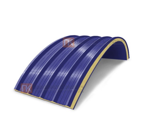 Сэндвич-панели арочные с пенополиизоциануратом, ширина 1200 мм, толщина 50 мм, 0.5/0.5, RAL5002