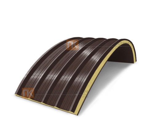 Сэндвич-панели арочные с пенополиуретаном, ширина 1200 мм, толщина 120 мм, 0.5/0.5, RAL8017