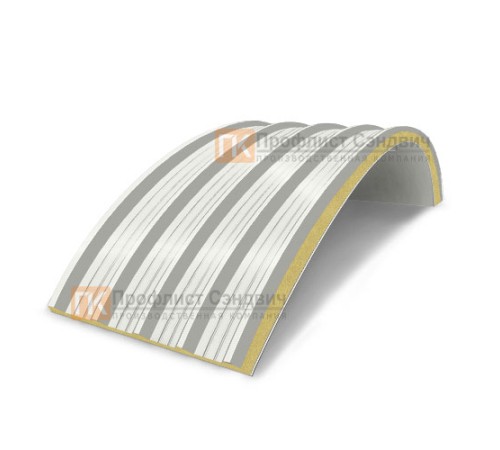 Сэндвич-панели арочные с пенополиизоциануратом, ширина 1000 мм, толщина 220 мм, 0.5/0.5, RAL9003