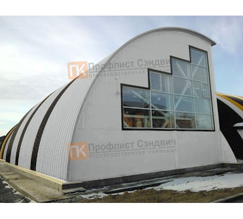Сэндвич-панели арочные с пенополистиролом, ширина 1200 мм, толщина 30 мм, 0.5/0.5, RAL9006