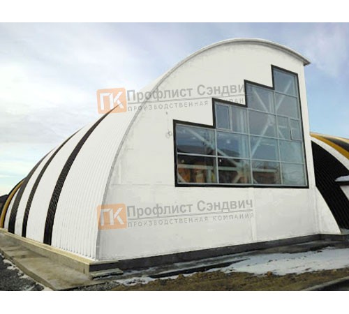 Сэндвич-панели арочные с пенополиуретаном, ширина 1200 мм, толщина 50 мм, 0.5/0.5, RAL9003