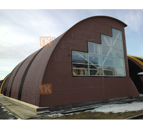 Сэндвич-панели арочные с пенополиизоциануратом, ширина 1000 мм, толщина 40 мм, 0.5/0.5, RAL8017