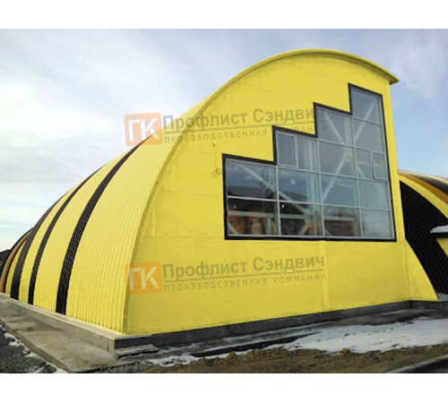 Сэндвич-панели арочные с пенополиуретаном, ширина 1200 мм, толщина 50 мм, 0.5/0.5, RAL1018