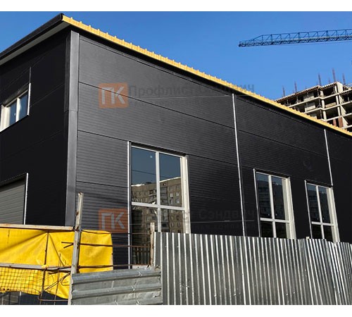 Сэндвич панели без замков с пенополиуретаном, ширина 1200 мм, толщина 80 мм, 0.5/0.5, RAL9005