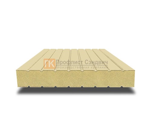 Сэндвич панели без замков с пенополиуретаном, ширина 1200 мм, толщина 80 мм, 0.5/0.5, RAL1014