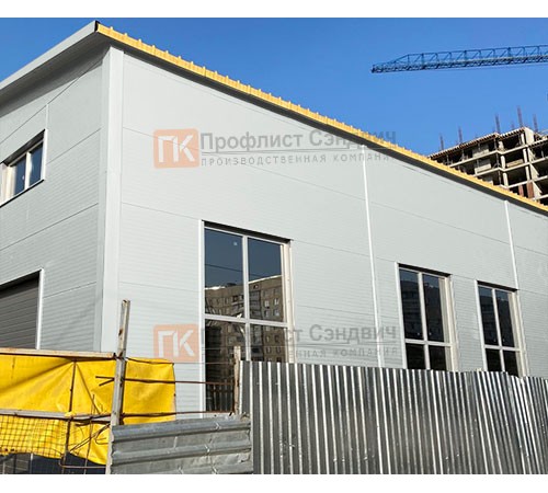 Сэндвич панели без замков с пенополистиролом, ширина 1000 мм, толщина 100 мм, 0.5/0.5, RAL7035