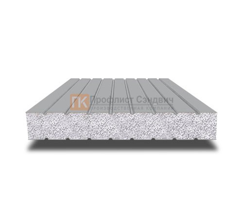 Сэндвич панели без замков с пенополистиролом, ширина 1000 мм, толщина 120 мм, 0.5/0.5, RAL7004