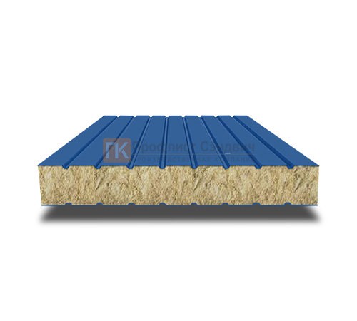 Сэндвич панели без замков с минеральной ватой, ширина 1000 мм, толщина 120 мм, 0.5/0.5, RAL5005