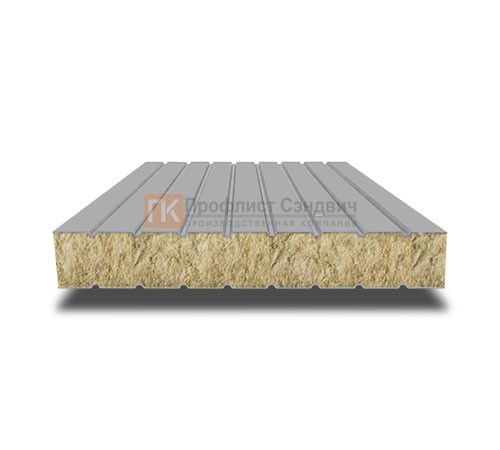 Сэндвич панели без замков с минеральной ватой, ширина 1200 мм, толщина 40 мм, 0.5/0.5, RAL7004